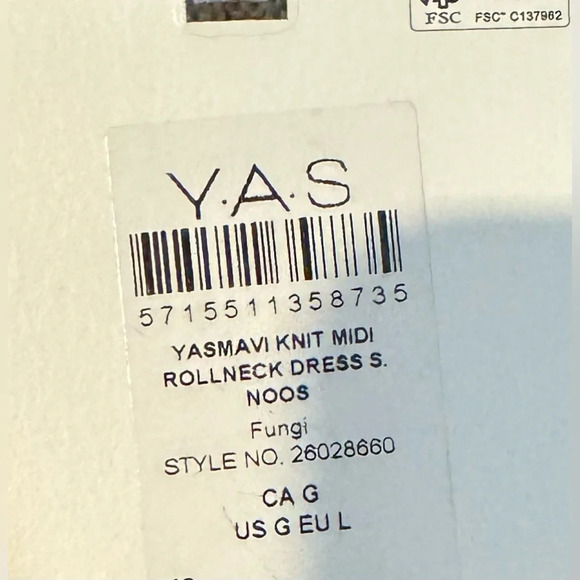 NEW YAS mavi midi turtleneck sweater dress warm ribbed brown fungi classic USL - Picture 5 of 6